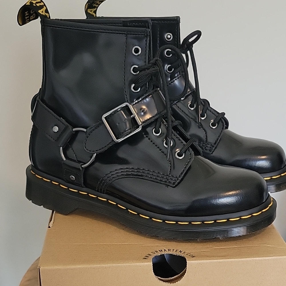 Black Leather Combat Boots